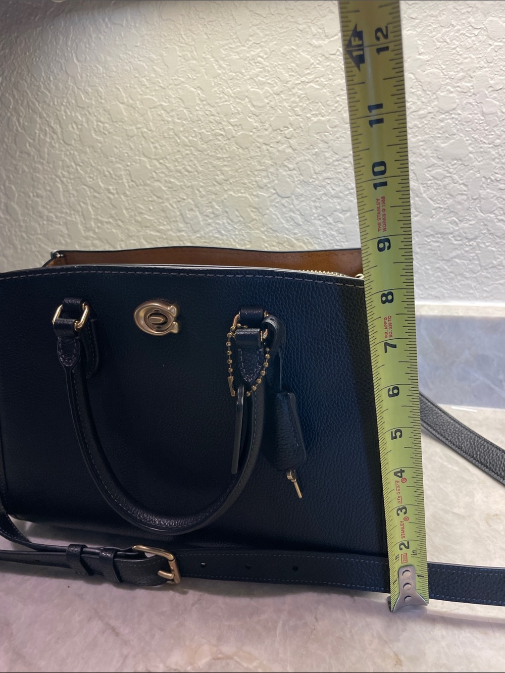 Coach Black Pebbled Leather Satchel with Gold Hardware - Picture 10 of 11
